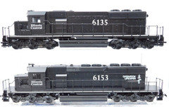 HO 2x EMD SD40-2 (Pwd+Dmy) IC Illinois Central DC NIB NOS # 2218