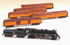 Brass Z-scale Steam Locomotive Milwaukee Hudson & 5 AZL Pullman Passenger cars