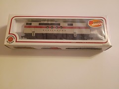 HO scale Bachmann Burlington FT-B powered, runs, good condition, original box