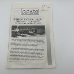 MTH Rail King Southern PS-4 4-6-2 Steam Engine Operating Instructions Manual