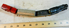 Marx Wind Up Curved One Piece Plastic Train – Engine, Tender, Boxcar, Caboose!