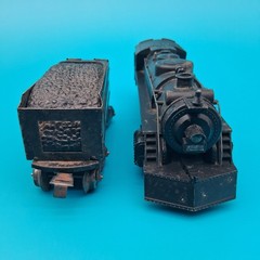 Vintage Marx O Gauge # 666 Steam Locomotive & Litho NYC Tender RUNS & SMOKES