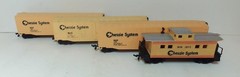 HO Scale Chessie System 3 Bachmann 50′ Box Cars and 1 Life-Like Caboose (RS630)