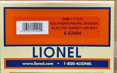 Lionel 6-52404 O 2006 T.T.O.S Southern Pacific Division Electric Birney Car #331