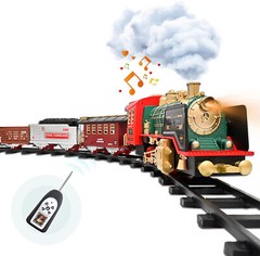 RC Train Toy Remote Control Train w/Smoke Real Sound Light Birthday Gift For Kid