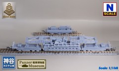 1/160 (N-scale) WWII German Karl Mortar on twin-car rail transporter resin kit