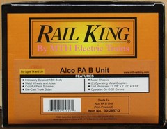 MTH Railking 30-2857-3 Santa Fe PA B-Unit (PB) Non-Powered Diesel Engine O-Gauge
