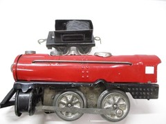 Marx Joy Line 105 Loco Red, Black Windup, 351Tender Prewar O gauge X8636