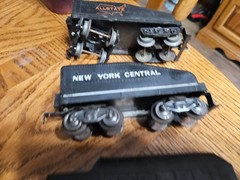 Marx O Train COAL TENDER Black ALLSTATE Orange Letter 8 Wheel two other 8 wheels