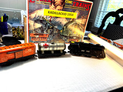 🚂 O SCALE- MARX – VINTAGE “COMMODORE” 0-4-0 LOCO. TANK & BOXCARS -TIN 💥L2504