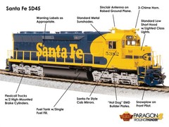 BLI4283 HO ATSF EMD SD45 #5398 LIMITED EDITION ( rd # Different than photo)
