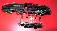 HO Mantua 0-4-0 Santa Fe #99 with Bobber Caboose