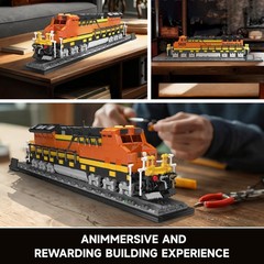 Mould King Northern Locomotive Train Building Set with Base, Large, Orange