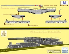 1/160 (N-scale) WWII German K-12 railway Gun /w wheels & coupliers resin kit