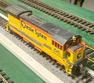 N scale Bachmann Chessie System U36B powered loco w Rapido couplers, circa 1972