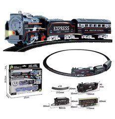 Retro Electric Steam Train Set Railway Track Model Toy Gift