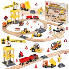 Lehoo Castle 68PCS Wooden Train 27 cm (W) x 33.8 (L) x 9 (H), Yellow