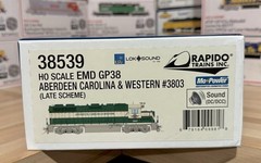HO Scale Rapido EMD GP38 Aberdeen Carolina & Western #3803 DC/DCC/Sound/NIB