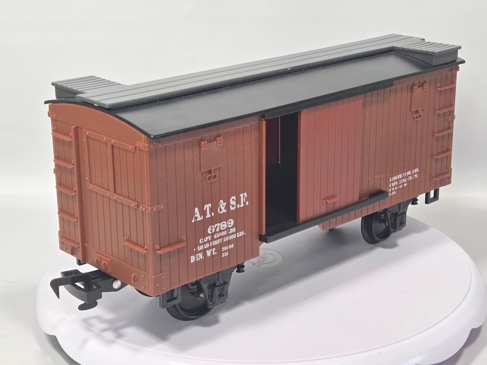 Eztec Scientific Toys G Gauge Box Car Train Union AT&SF 6789 Sliding Doors!
