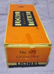 1947 – 48 Lionel 675 STEAM LOCOMOTIVE Box Only Three Cities