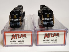 Two Atlas SOU Southern GP-38 Diesel Locomotives N Scale