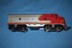 #281 HO Scale F9 Santa Fe Diesel Locomotive. Made in Yugoslavia. Runs