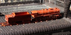 Handcrafted Mahogany Solid Wood Hudson Train Steam Locomotive W/ Track Coal Car