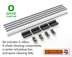 NEW! O GAUGE ROLLERS (2-RAIL & 3-RAIL) W/ WHEEL CLEANING ACCESSORIES (RR-O3-04)