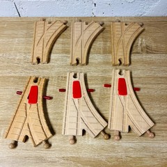 MMF FMM Clickety Clack 6.5″ Switch Switchable Track x6 Lot Thomas Wooden Trains