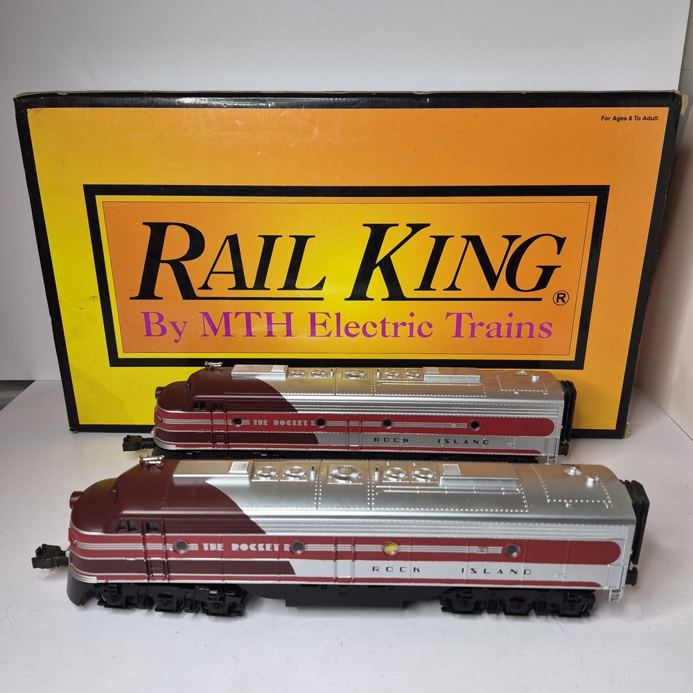 MTH Rail King 30-2187-0 E-8 AA Diesel Set Proto Sound Rock Island Locomotive