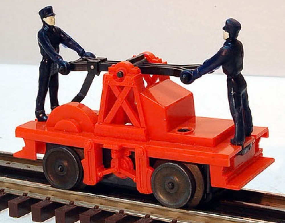 LIONEL OPERATING HANDCAR W/ 2 WORKERS 6-18401! O GAUGE TRAIN MOTORIZED HAND CAR