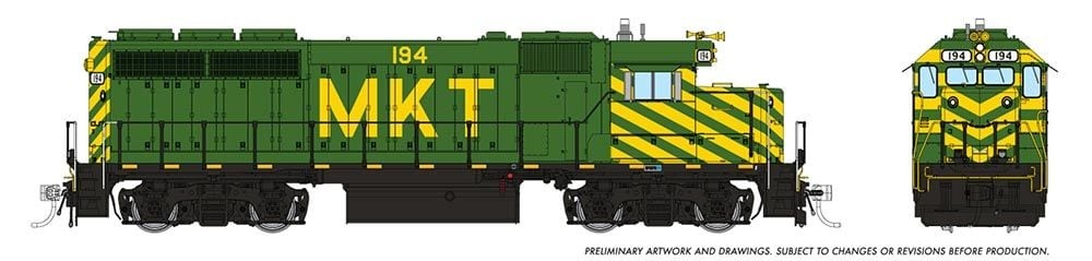 Rapido 40015 HO Scale MKT EMD GP40 Locomotive DC Silent Version #194 NIB