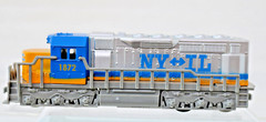 Freight Locomotive Pull Back Power Blue,Yellow Silver #1872 NY &IL Die Cast 7″
