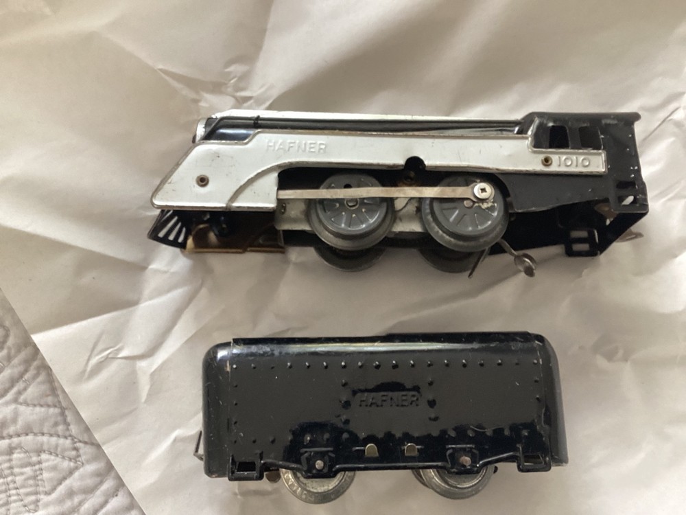 Postwar Black & Chrome Hafner Steam Engine & Tender from 1940s -1950s