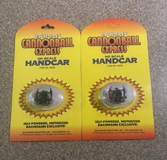 46202 HO Scale BACHMANN Lot Of 2 CannonballExpressOperating HandcarMotorized NIB