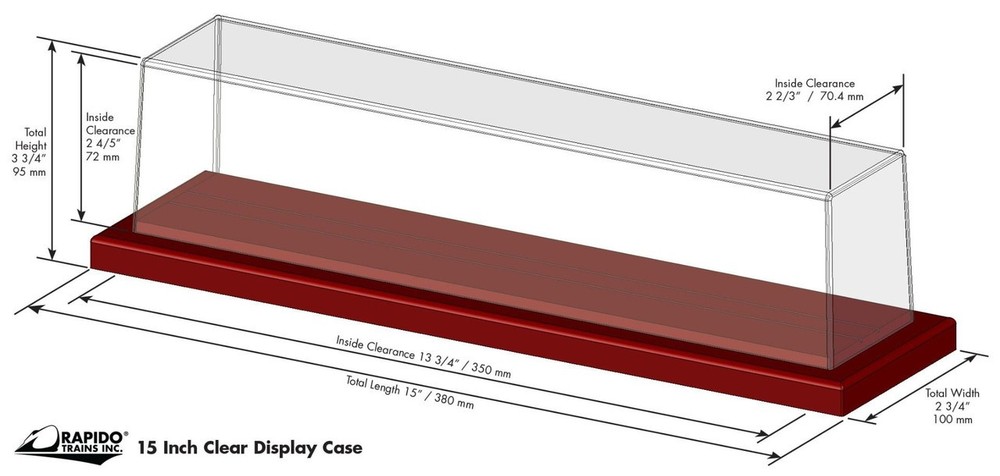 Rapido ~ HO Scale ~ 15″ Clear Model Train Locomotive Display Case ~ 320511