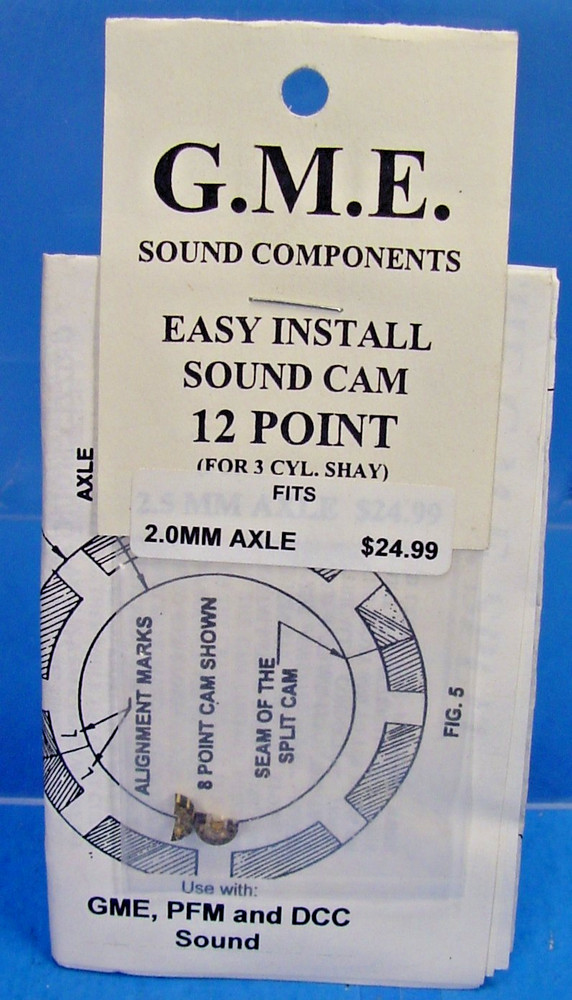 G.M.E. SOUND CAM 2.0MM AXLE 12 POINT, 3 CYLINDER SHAY PFM PBL DCC HO, HOn3,Sn3
