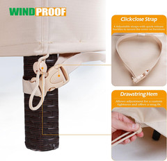 Patio Chair Covers, Beige, 40″ W X 40″ D X 36″ H, 1 Pc | Waterproof UV Resistant