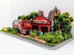 Santa Fe 3500 Diesel Locomotive Model Railroad Custom Diorama Display HO Scale