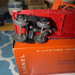 LIONEL POSTWAR 6816 FLAT CAR WITH ALLIS CHALMERS BULLDOZER W/ BOX, HARD TO FIND
