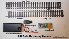 Auto-Reversing system for HO scale Point to Point Layout with 9″ end stop tracks