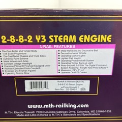 MTH Premier 20-3092-1 Norfolk & Western Y3 2-8-8-2 Steam PS.2 O New #2014 BCR NW