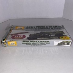 AHM HO GAUGE MODEL RAILROAD U. S. ARMY 3 PEICE CARRIER CAR WITH TRUCK & TRAILER
