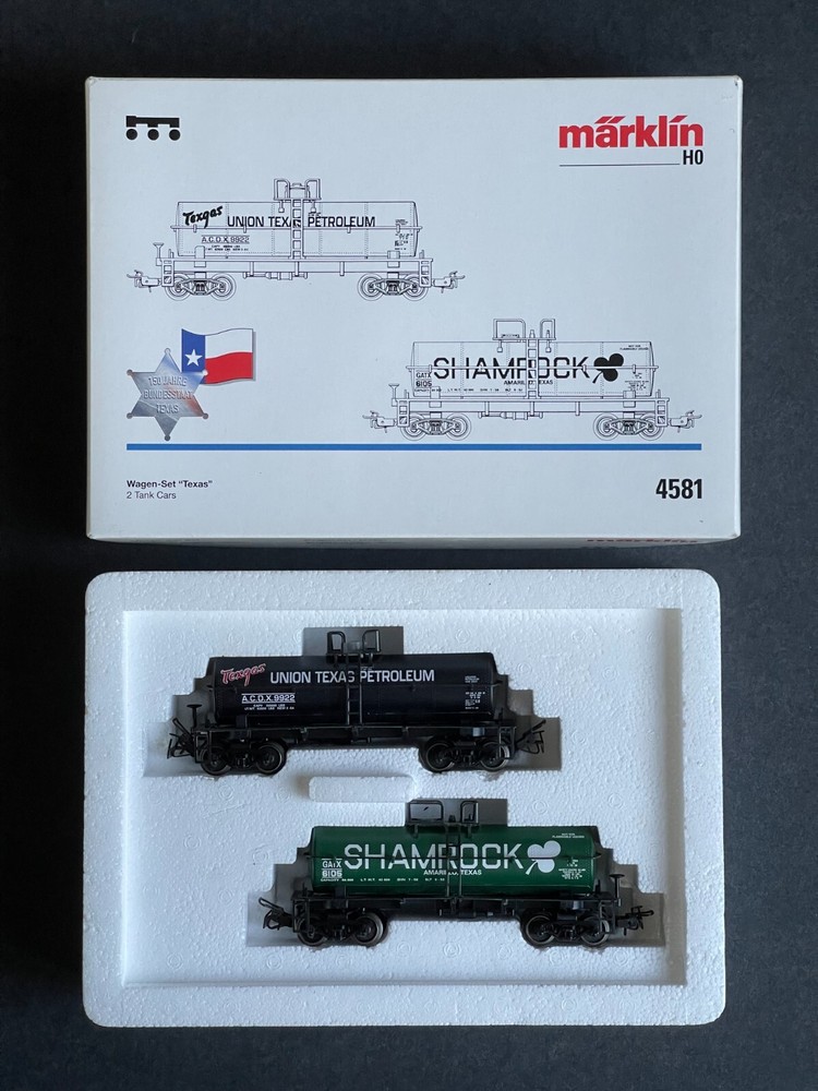 Marklin #4581 Wagon-Set “Texas”, HO gauge, with 2 Tanker Cars Texgas & Shamrock