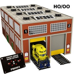 ENGINE HOUSE FOR DIESEL ENGINES W/MOTORIZED WORKING DOORS HO SCALE (see video)
