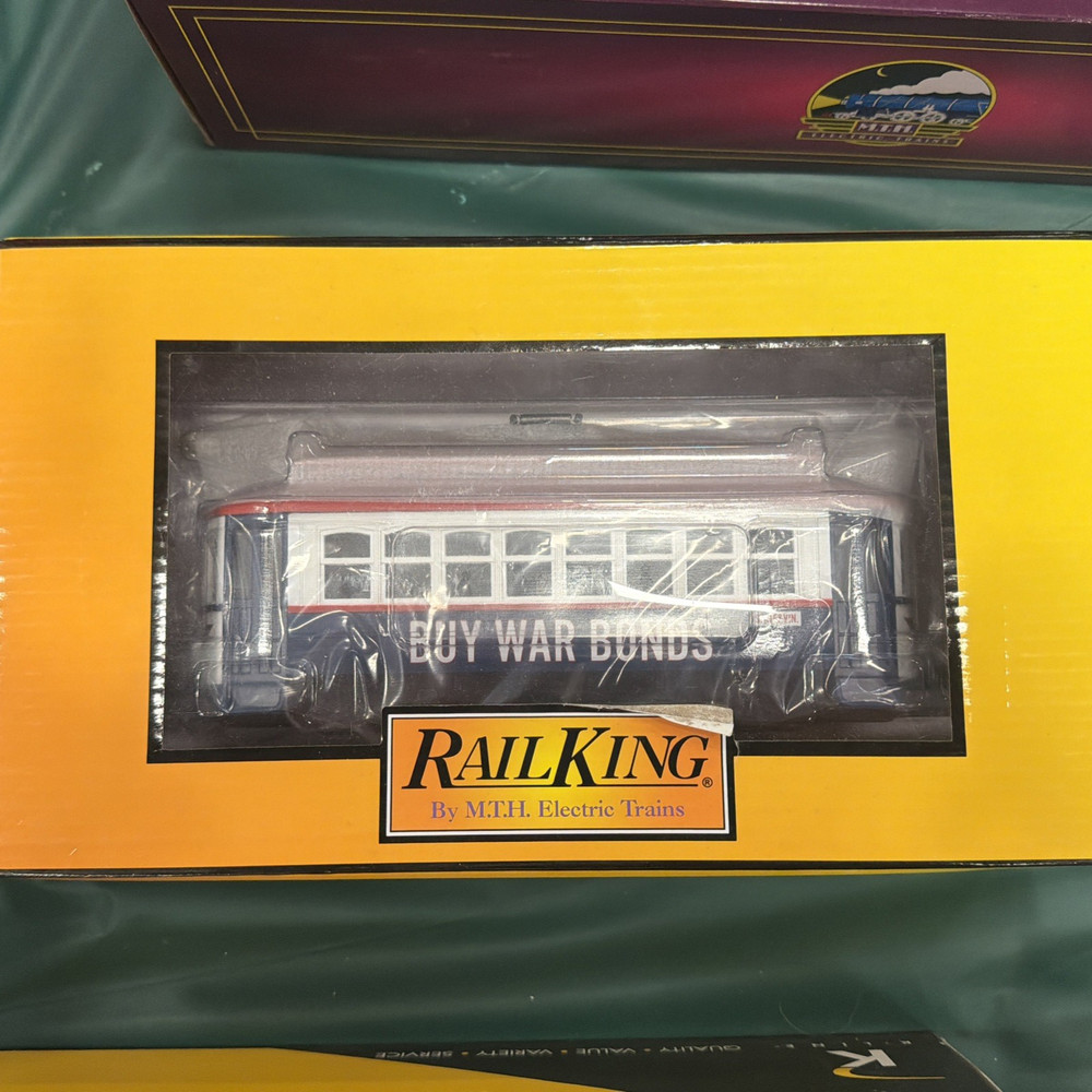 MTH RAILKING WAR BONDS BUMP N GO TROLLEY O GAUGE transit street car 30-5217 NEW