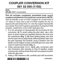 Micro Trains N Scale ~ Coupler Conversion Kit Pilot Face ~ Atlas RS11 ~ 00132030