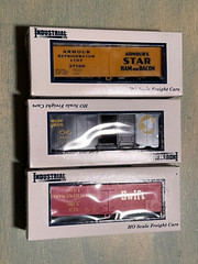 3 Box Cars Armour’s Star Ham, Bacon Swift Refrigerator Line & Chessie System