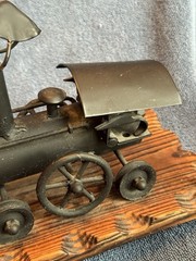 Handcrafted Metal 1864 Train Engine Model, Mounted On Wood. Made In Spain