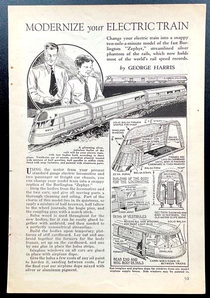 “Modernize your Electric Train” Burlington Zephyr Streamliner 1934 HowTo PLANS